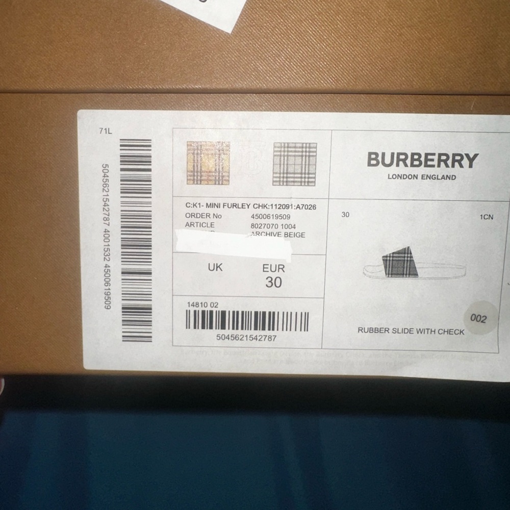 Kids Burberry Slide - Picture 3 of 6